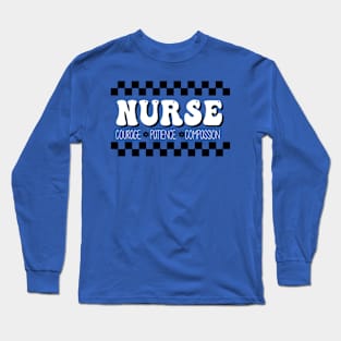 Checkered Nursing Design Long Sleeve T-Shirt